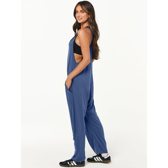 Women Blue Casual Summer Overalls Sleeveless Spaghetti Strap Romper Jumper - Picture 4 of 6